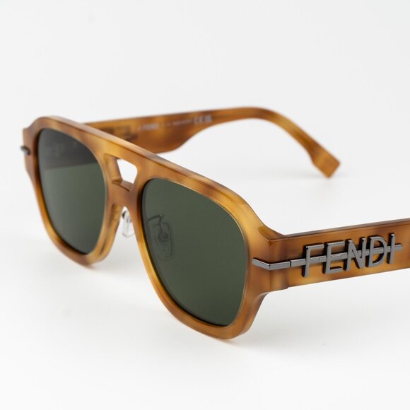Fendi FENDIGRAPHY Men Sunglasses Square Havana Green FE40130F 55N BRAND NEW - Picture 5 of 10